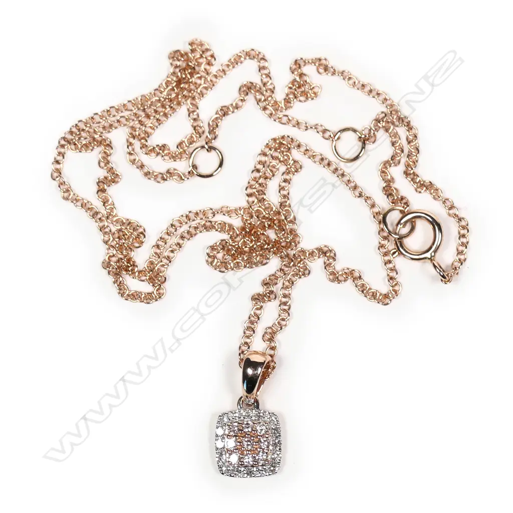14ct rose gold diamond pendant Image 1++