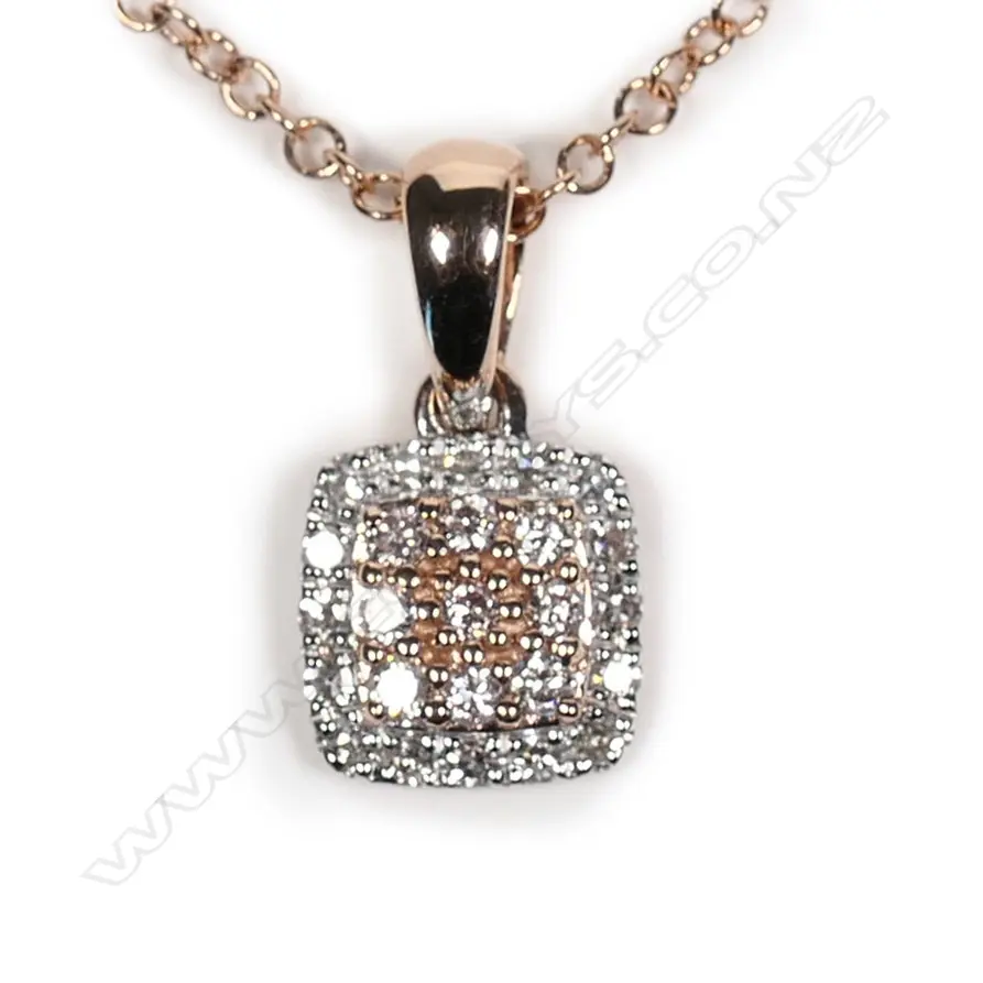14ct rose gold diamond pendant Image 1++