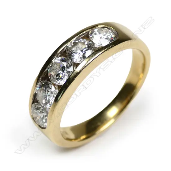 An 18ct five stone diamond ring