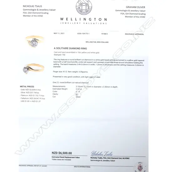 An 18ct solitaire diamond ring