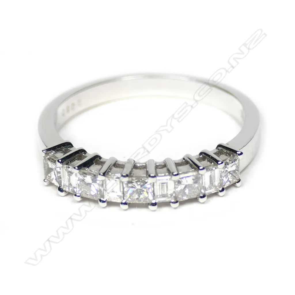 An 18ct white gold nine diamond ring Image 1++