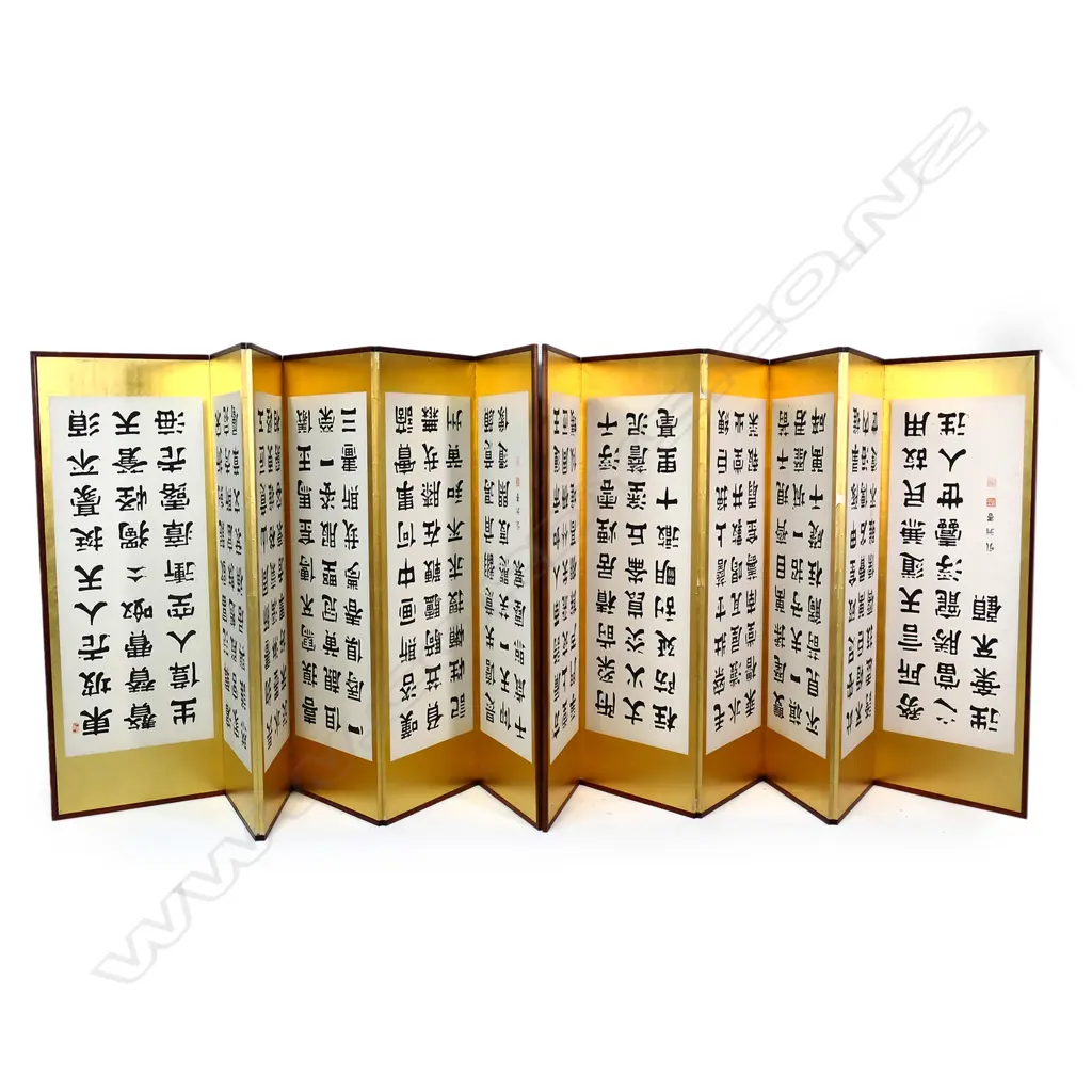 A pair of Oriental six-panel screens Image 1++
