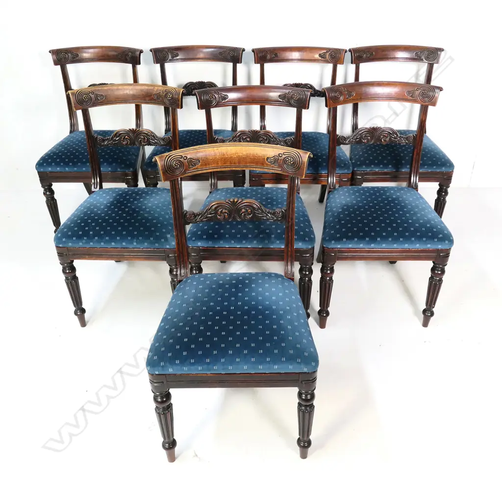A set of eight William IV mahogany bar back dining chairs Image 1++