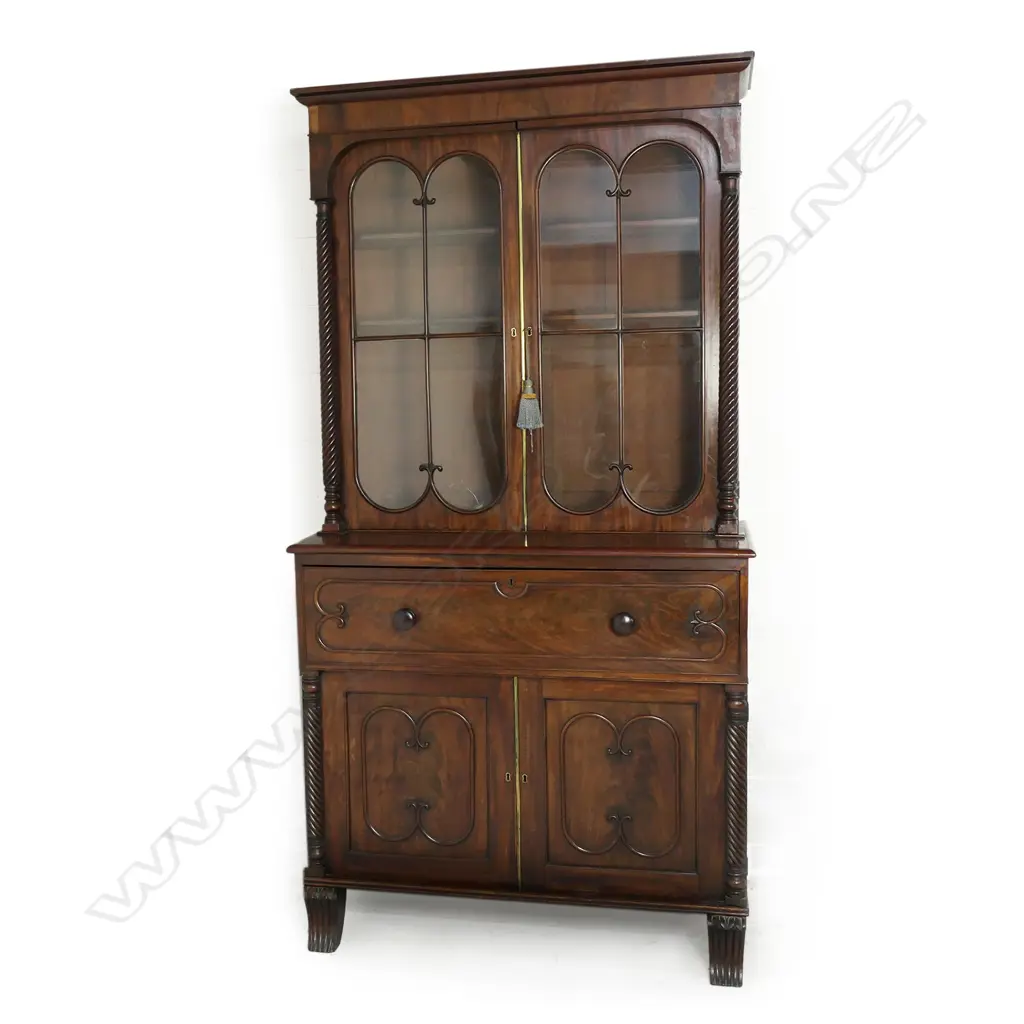 A superb Regency mahogany bookcase secretaire Image 1++