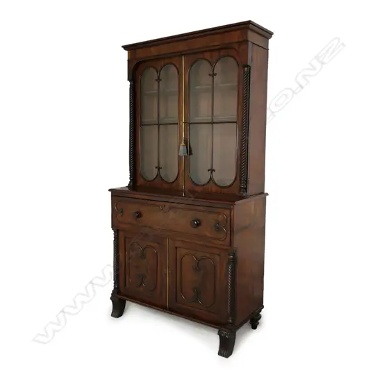A superb Regency mahogany bookcase secretaire