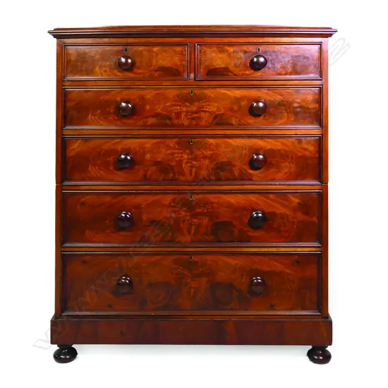 A Victorian mahogany split six drawer chest