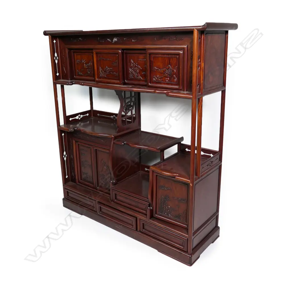 A quality vintage Chinese rosewood display cabinet Image 1++