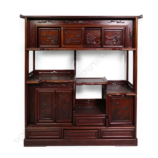 A quality vintage Chinese rosewood display cabinet