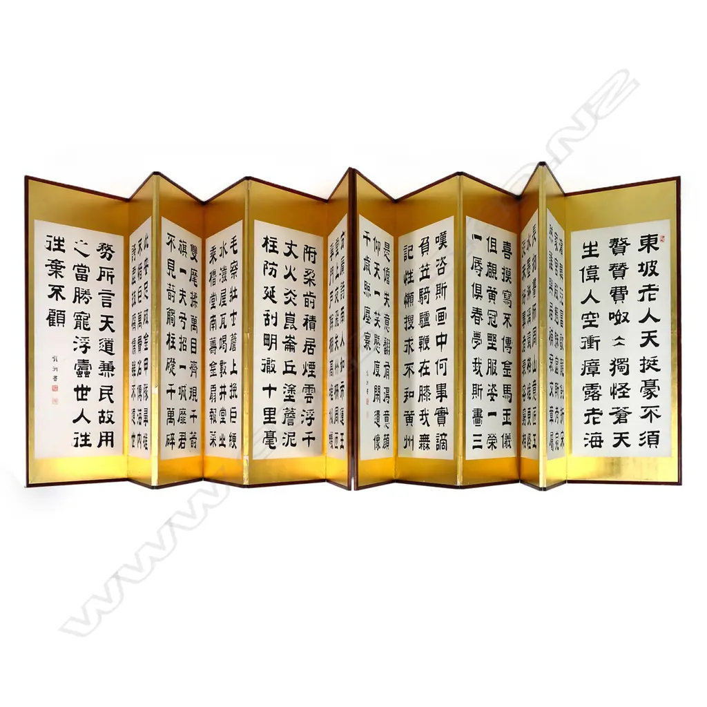 A 19thC Japanese six-fold painted screen Image 1++