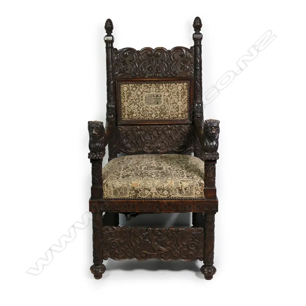 A Victorian oak baronial armchair Image 1++