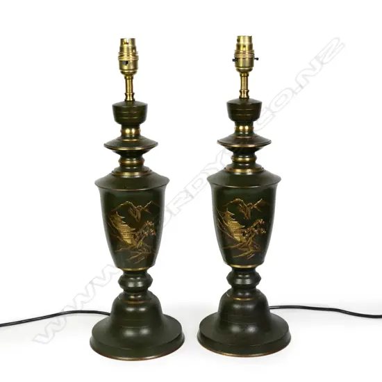 A pair of mid-century Hong Kong-style bronze table lamps
