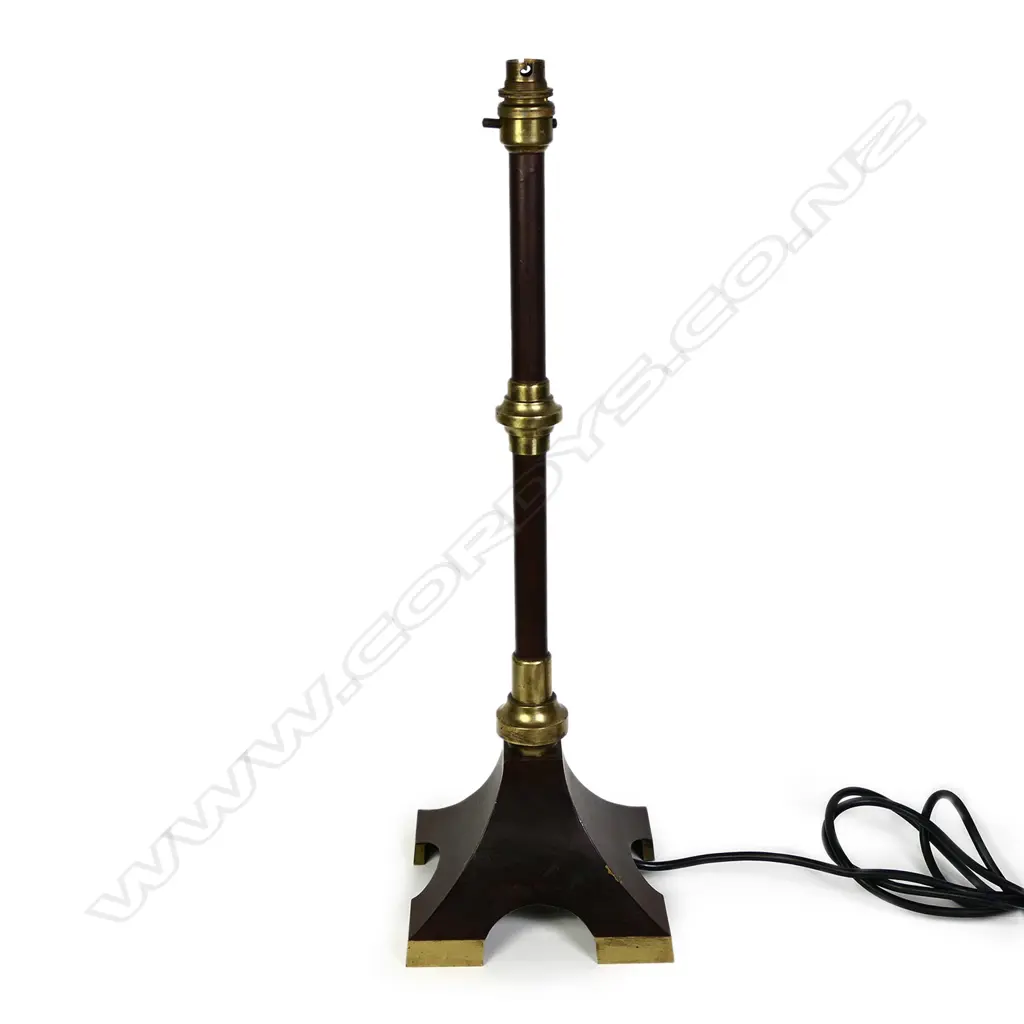 A cast and turned brass candlestick table lamp Image 1++