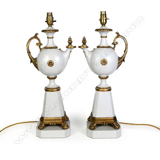 A pair of Scandinavian urn form table lamp bases