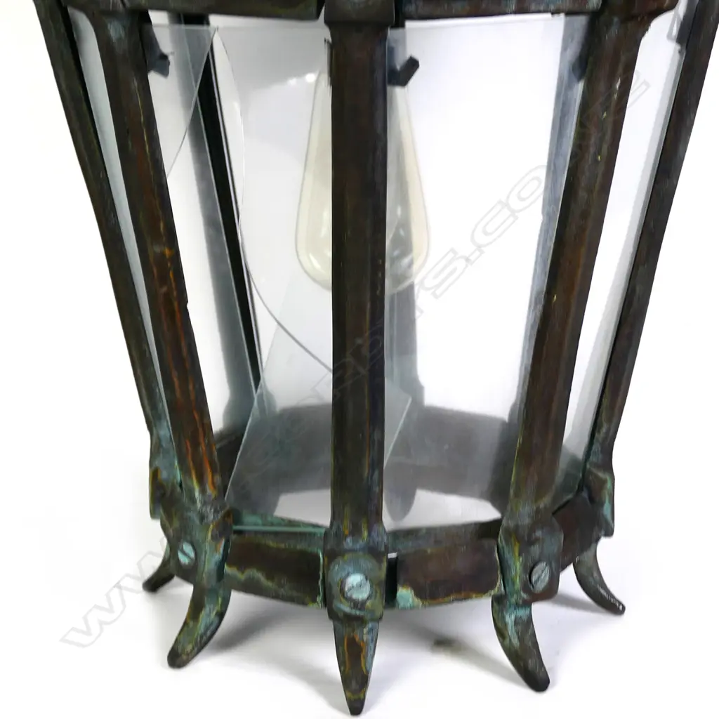 A bronze and glass portico light Image 1++