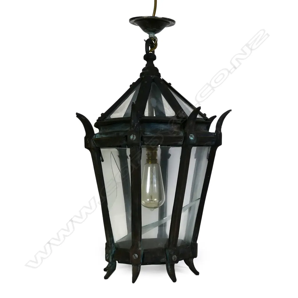 A bronze and glass portico light Image 1++