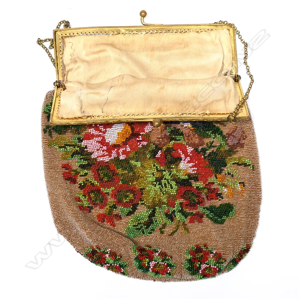 An antique petit point beaded bag Image 1++