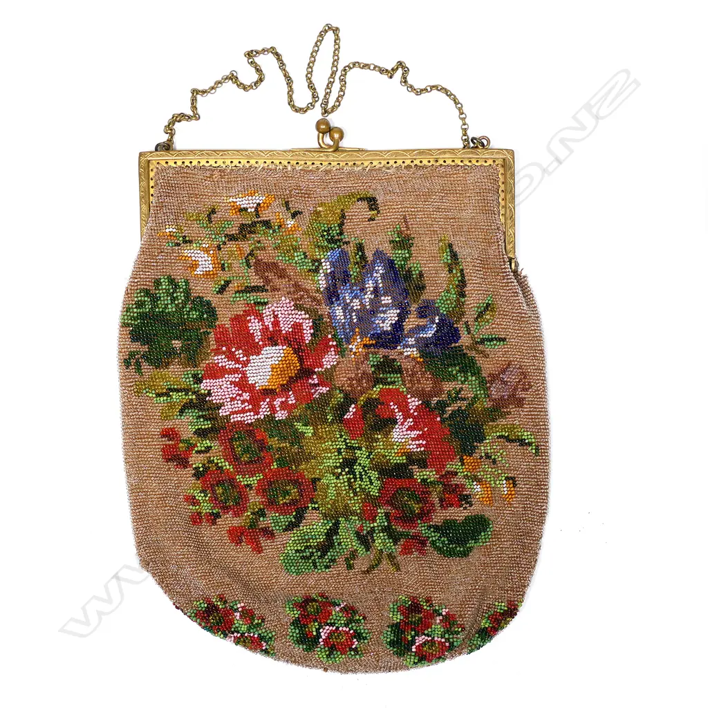 An antique petit point beaded bag Image 1++