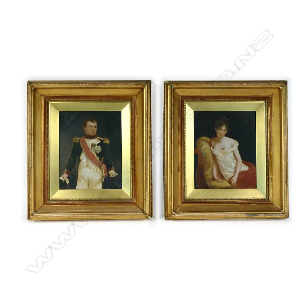 Two 19thC hand-coloured photographic portraits of Napoleon Bonaparte and Empress Josephine of France Image 1++