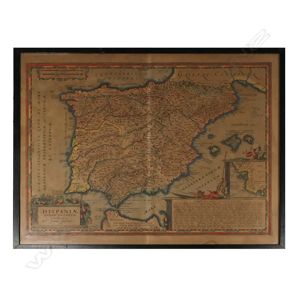 A 17thC map by Jan Jansson 'Hispaniae Veteris Descriptio' (Spain) Image 1++