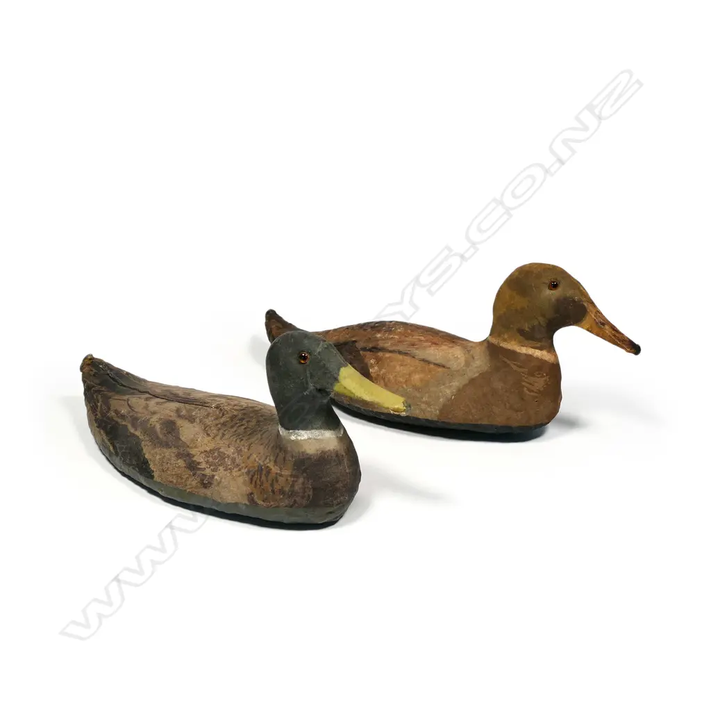A pair of 16" fine weave leather oil skin duck decoys Image 1++