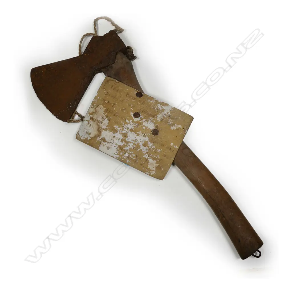 A New Zealand Land Wars historical tomahawk souvenired by William Birss together with von Tempsky and Birss photographs Image 1++