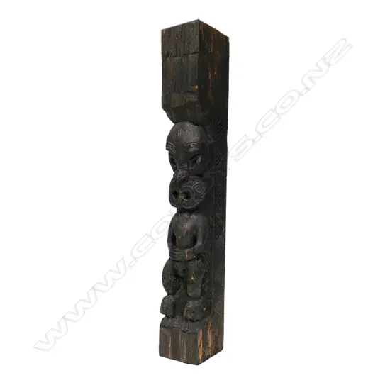A small poutokomanawa style figure carved by Ian McMillan
