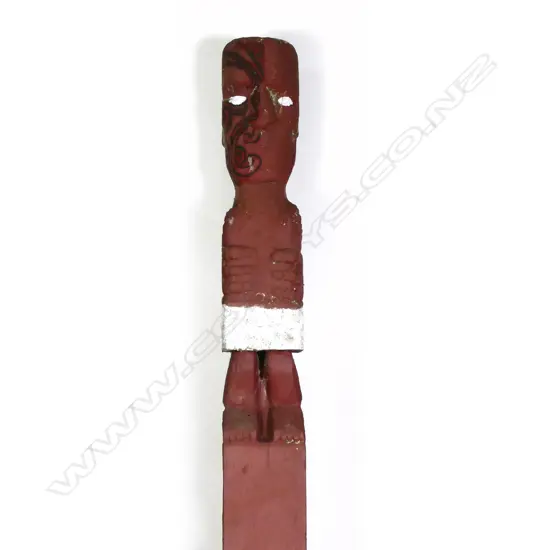 An old 19th/20thC Maori carved stylised figured post ex. Whakarewarewa Village