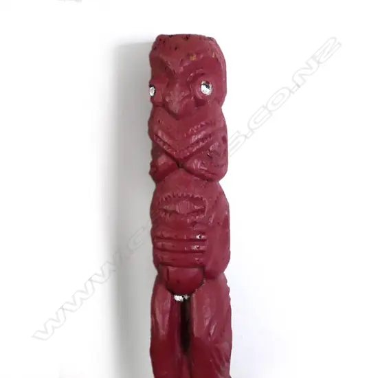 An old 19th/20thC Maori carved stylised figured post ex. Whakarewarewa Village