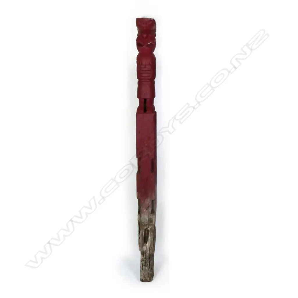 An old 19th/20thC Maori carved stylised figured post ex. Whakarewarewa Village Image 1++