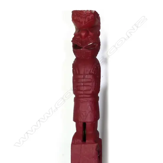 An old 19th/20thC Maori carved stylised figured post ex. Whakarewarewa Village