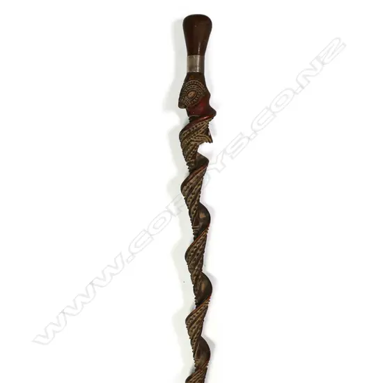 A late 19thC Maori carved walking stick