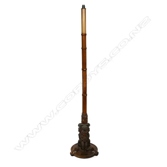 A vintage kauri standard lamp by John Empsall Sykes