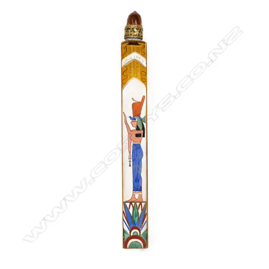 A rare 1920's Shimy Bros. art glass Egyptian perfume bottle