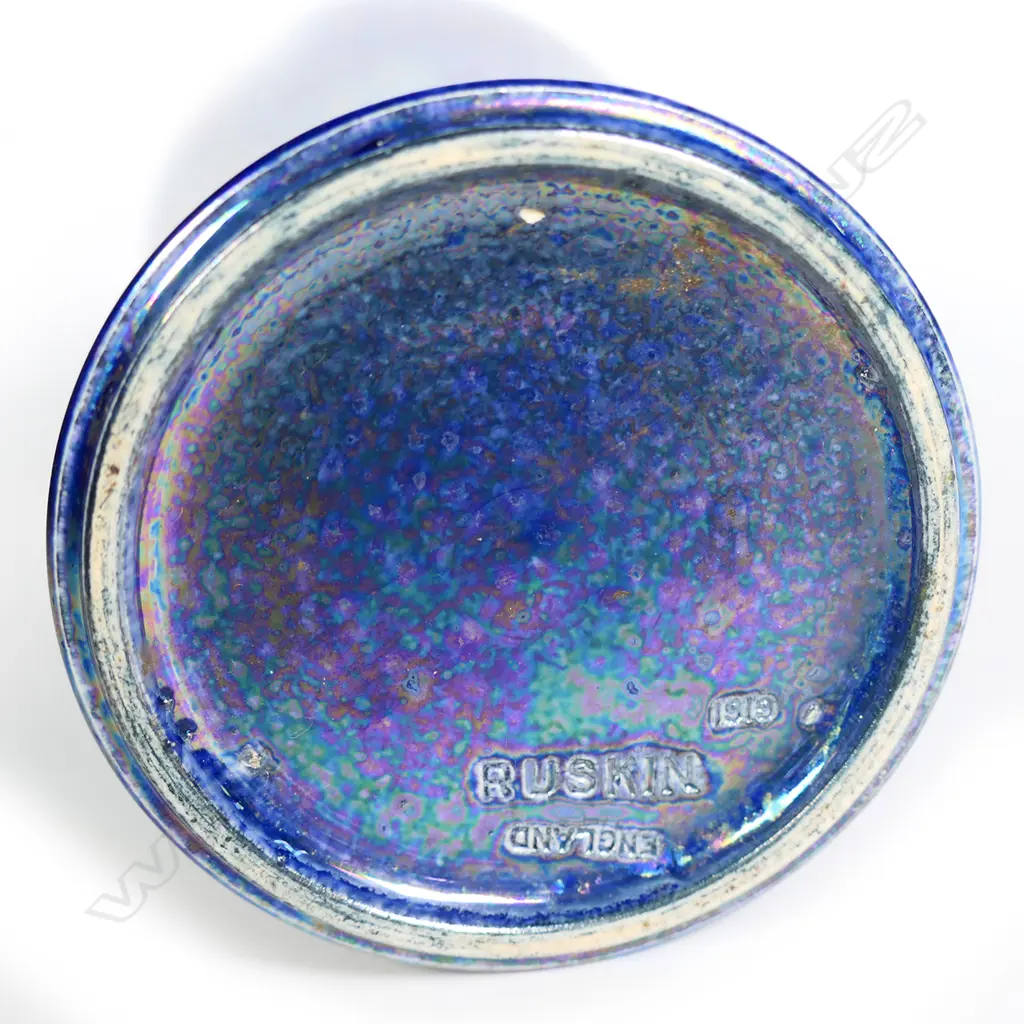 A Ruskin iridescent blue glazed shoulder vase Image 1++