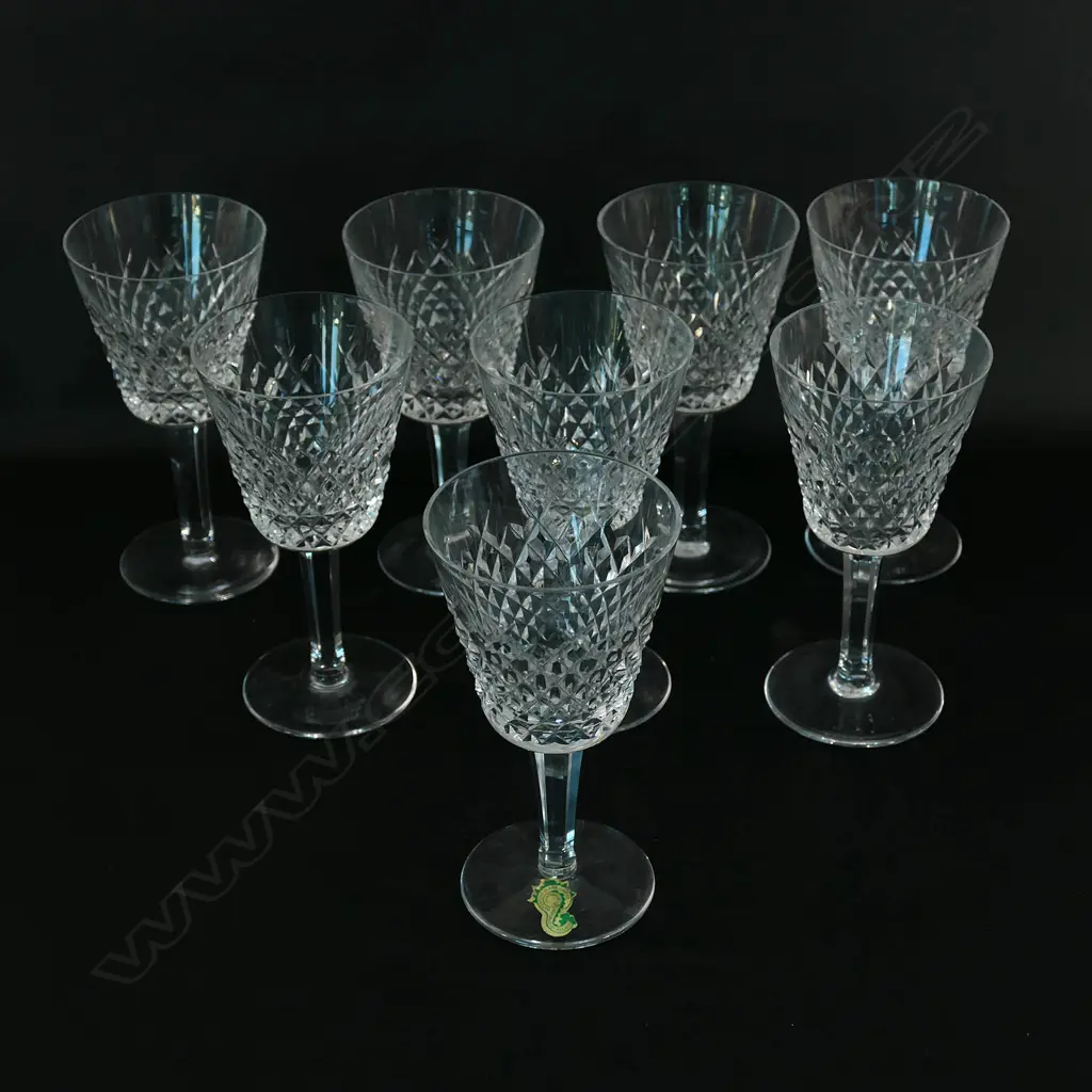 A set of eight Waterford crystal white wine glasses Image 1++
