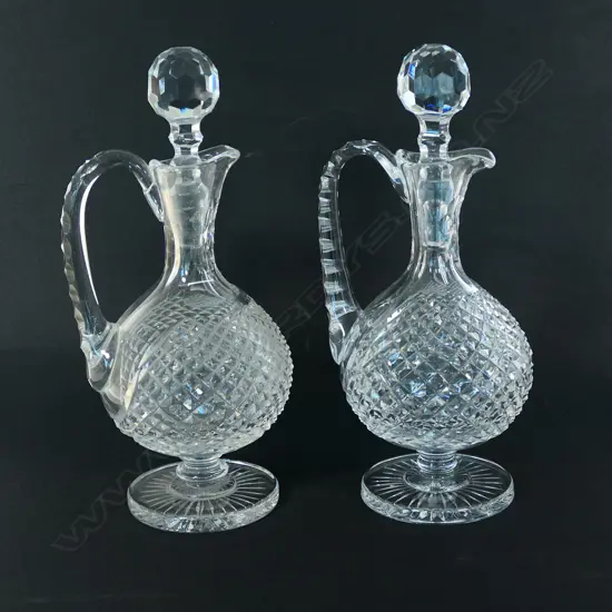 A pair of Waterford crystal claret decanters