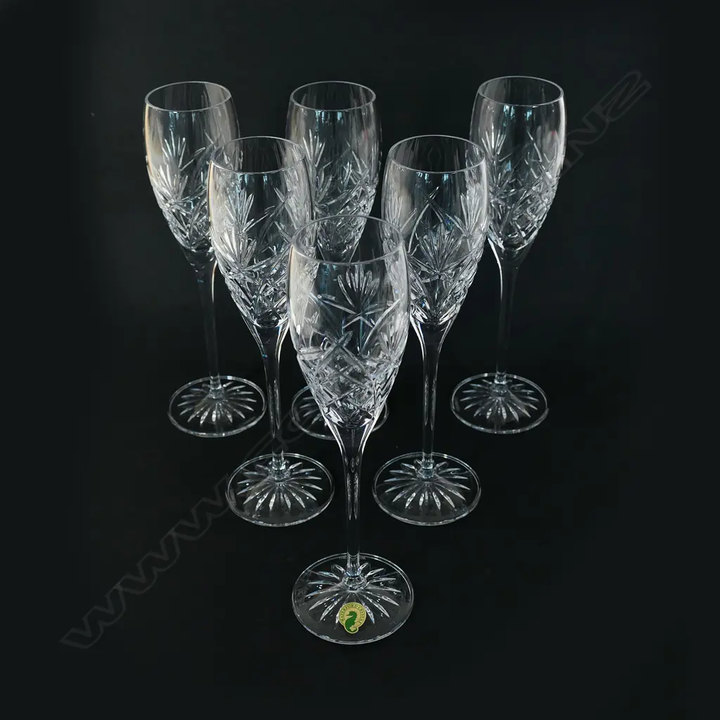 A set of six Waterford crystal champagne glasses Image 1++
