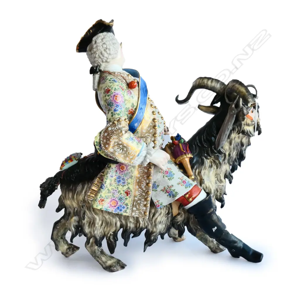A large late 19thC Meissen figure group after a 1730s design by J.J. Kändler of Count Bruhl's Tailor Image 1++
