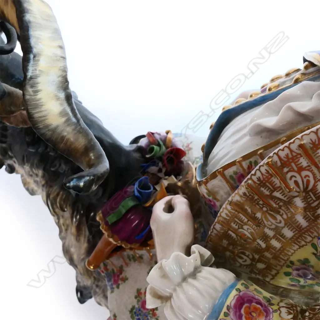 A large late 19thC Meissen figure group after a 1730s design by J.J. Kändler of Count Bruhl's Tailor Image 1++