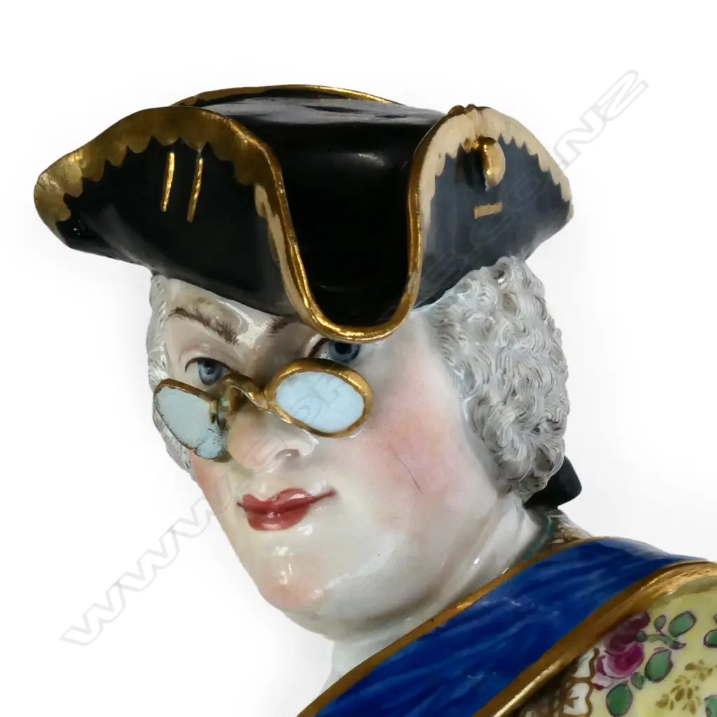A large late 19thC Meissen figure group after a 1730s design by J.J. Kändler of Count Bruhl's Tailor Image 1++