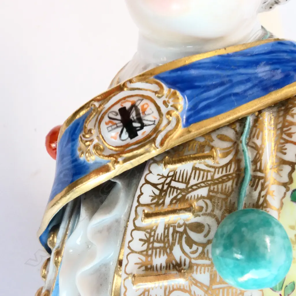 A large late 19thC Meissen figure group after a 1730s design by J.J. Kändler of Count Bruhl's Tailor Image 1++