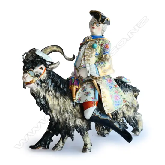 A large late 19thC Meissen figure group after a 1730s design by J.J. Kändler of Count Bruhl's Tailor