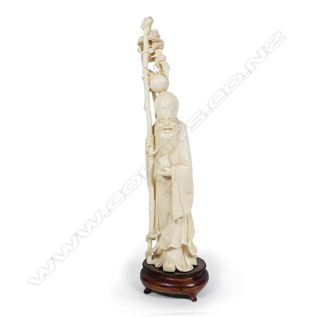 A Chinese carved ivory figure of Shou Lao Image 1++