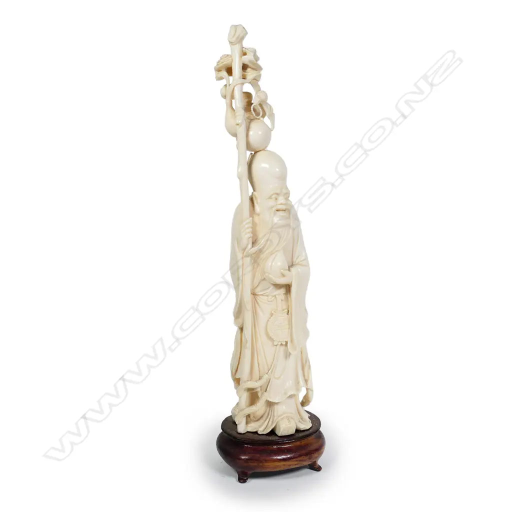 A Chinese carved ivory figure of Shou Lao Image 1++