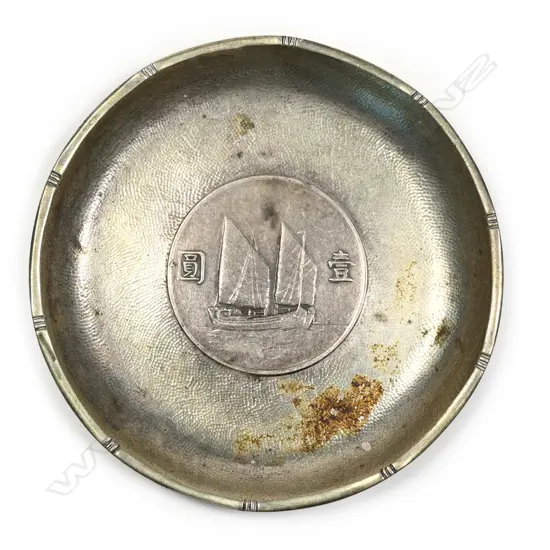 Chinese export silver dollar dish