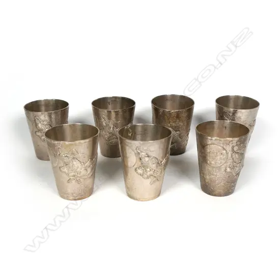 A c.1900 set of seven Chinese silver nip cups