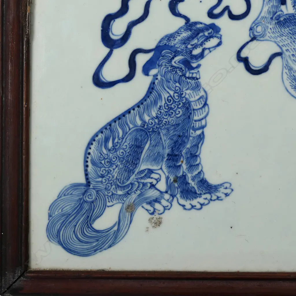An old Chinese blue and white porcelain panel Image 1++