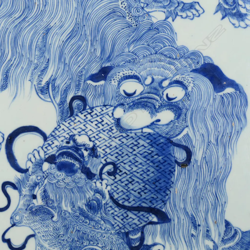 An old Chinese blue and white porcelain panel Image 1++