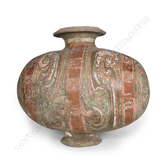 A Neolithic style Chinese barrel form pottery vessel