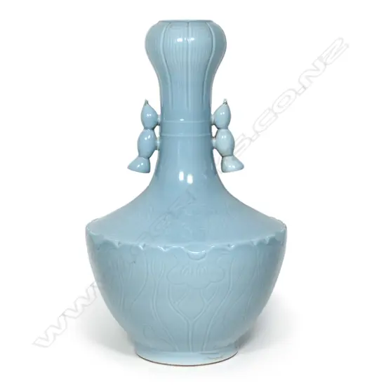A large Chinese porcelain pale aqua blue glazed vase